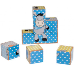 Happy People Wooden puzzle klocki 9pcs blue – drewniane puzzle dla dzieci